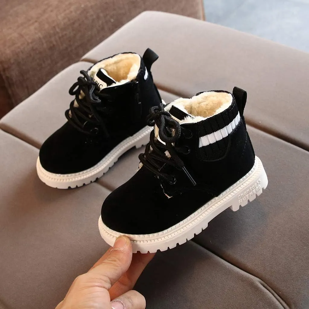 Snow Boots for Kids Winter Booties Zipper Faux Fur Ankle Boots Boys Girls Winter Snow Boots Warm Faux Fur Lined Shoes