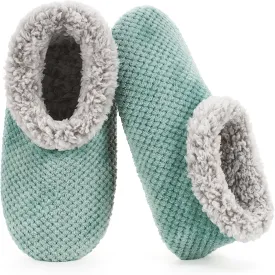 Soft Fuzzy Slippers for Women Indoor, Warm Furry House Sock Shoes Fluffy Lined, Bedroom Booties Non-Slip Gripper Soles, Winter Cozy Christmas Gifts