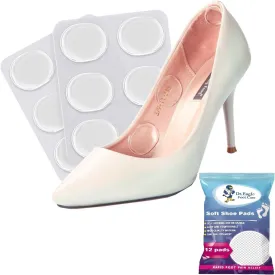 Soft Gel Heel Pads [12 PCS] - Silicone Cushion Inserts for Women's Shoes - Self-Adhesive Insoles for Foot Care, Pain Relief and Improved Fit