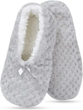 Soft Slipper Socks Warm Cozy Fuzzy Sleeper Non-Slip Sole Lined Socks for Women Home Spa Hotel
