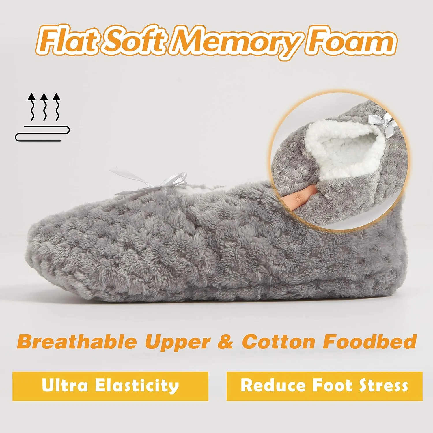 Soft Slipper Socks Warm Cozy Fuzzy Sleeper Non-Slip Sole Lined Socks for Women Home Spa Hotel
