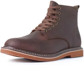 SUREWAY Mens 6" Stylish and Comfort Leather Ankle Lace-up Boots,Men Dress Chukka Boots,6-Inch Service Boot Pro,Casual Soft toe Brown Work Boots