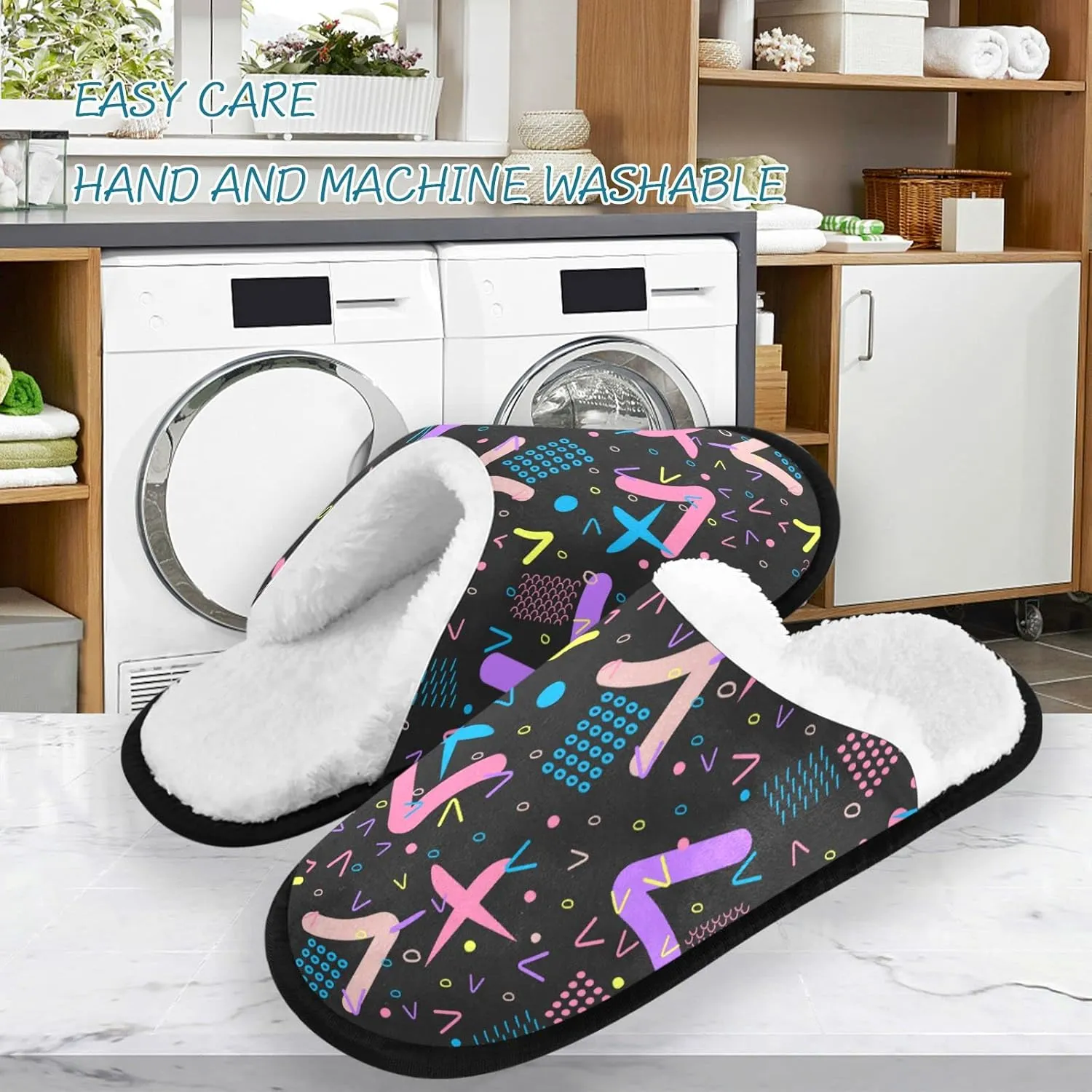 visesunny Slippers for Women Mens Winter Warm Memory Foam Cotton Home Slippers Soft Plush Fleece Slip on House Slippers for Girls Indoor Outdoor Shoes