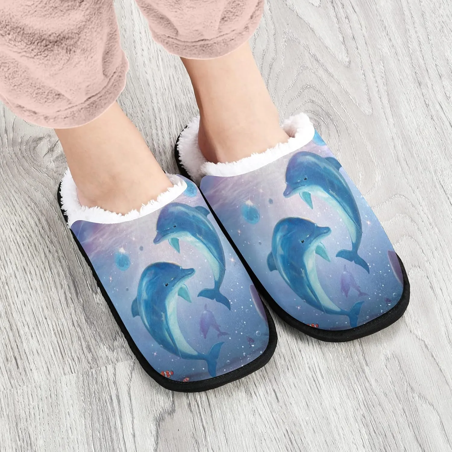 visesunny Slippers for Women Mens Winter Warm Memory Foam Cotton Home Slippers Soft Plush Fleece Slip on House Slippers for Girls Indoor Outdoor Shoes