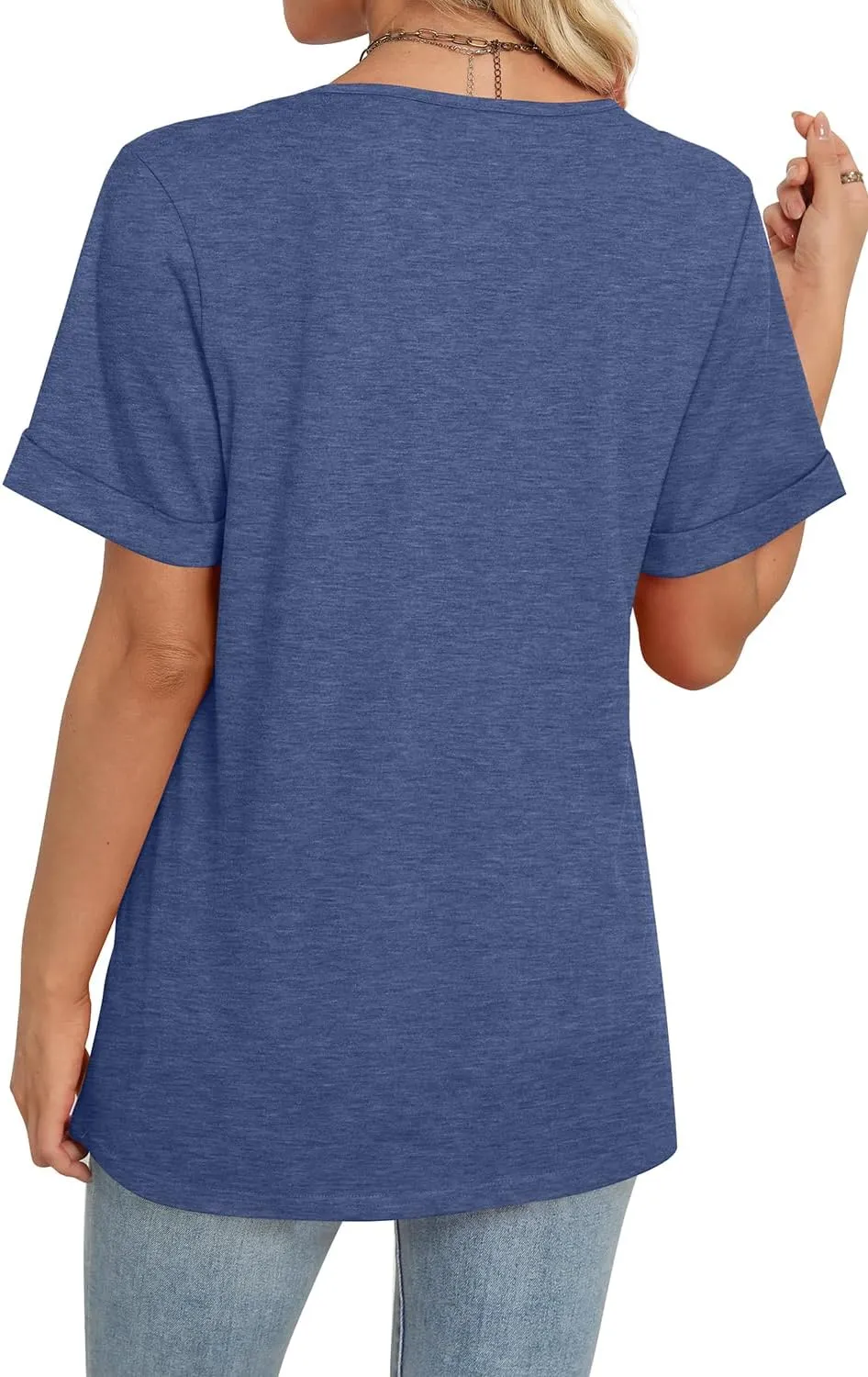 WIHOLL Womens Summer Tops Short Sleeve Basic Casual V Neck T Shirts Trendy Fashion 2025