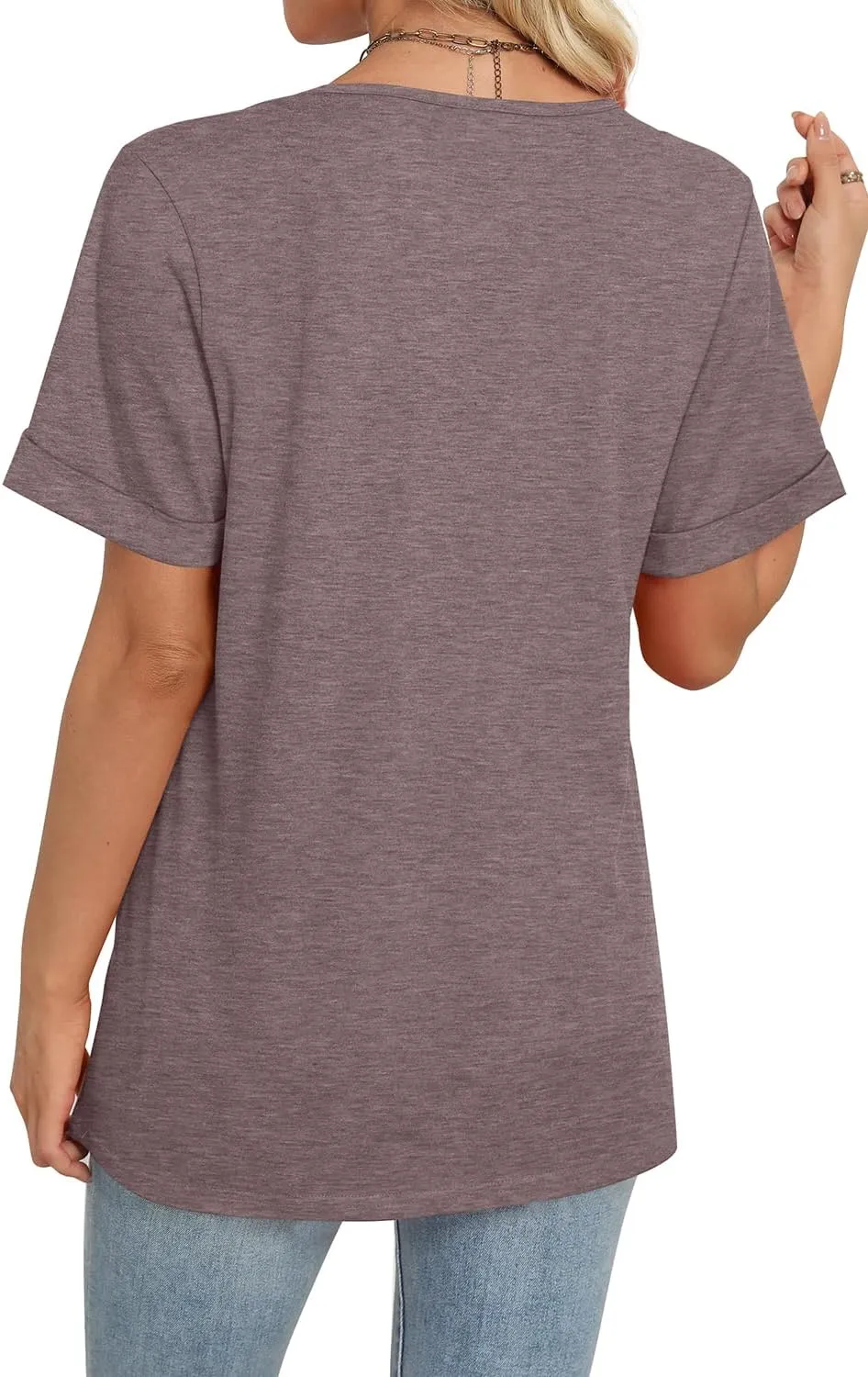 WIHOLL Womens Summer Tops Short Sleeve Basic Casual V Neck T Shirts Trendy Fashion 2025