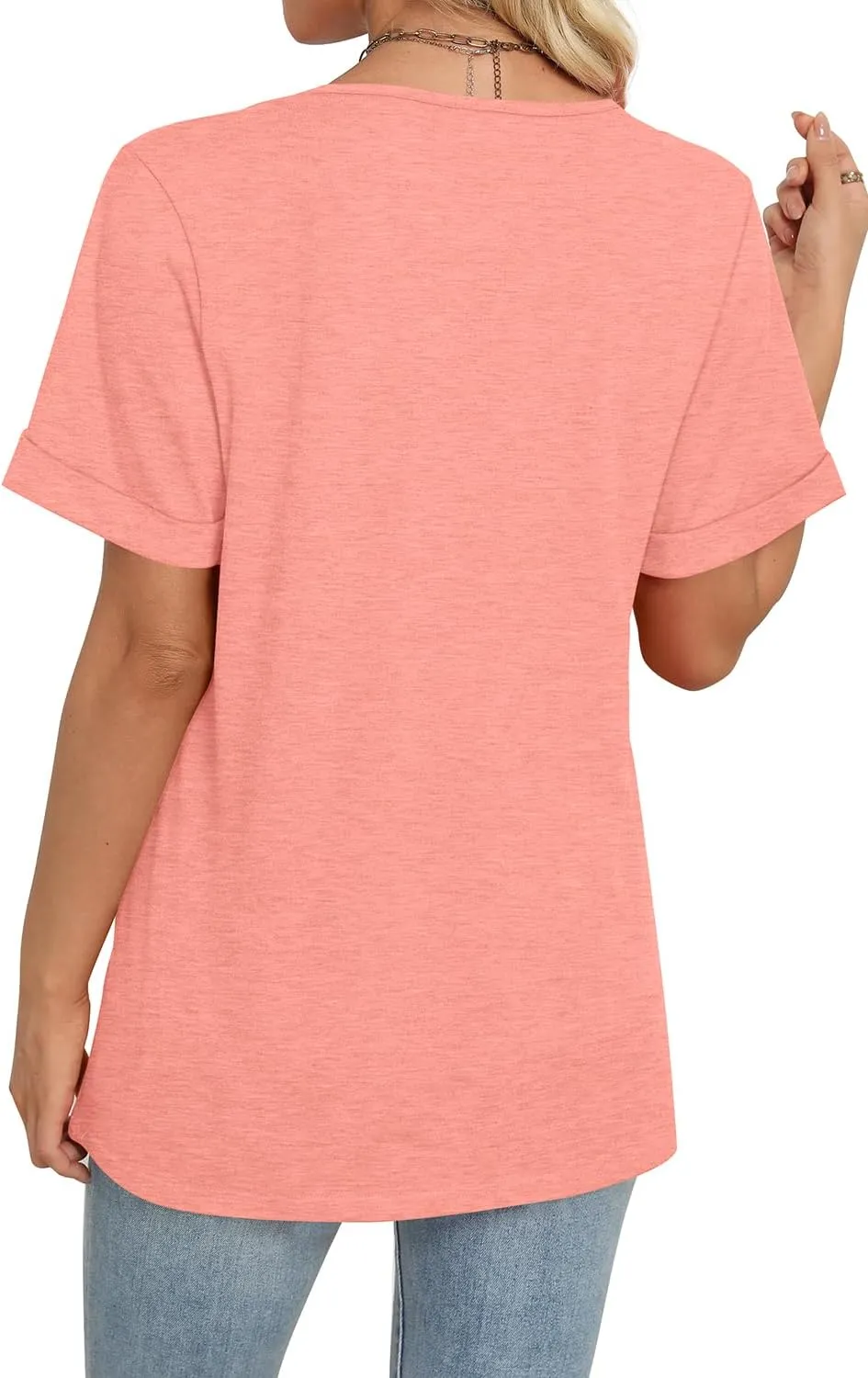 WIHOLL Womens Summer Tops Short Sleeve Basic Casual V Neck T Shirts Trendy Fashion 2025