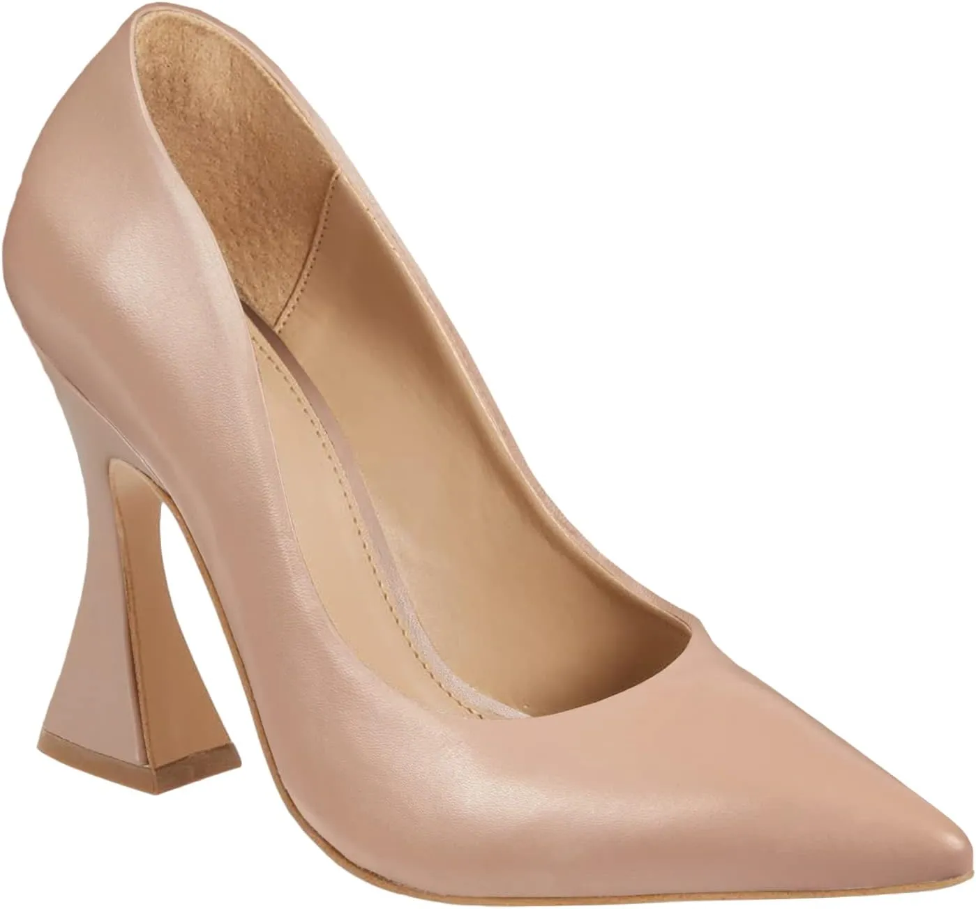 Women's Pointed Toe High Heel Pumps Closed Toe Flared Heel Slip-On Party Wedding Office Dress Shoes