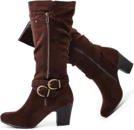 Women's Slouchy Knee High Boots Riding Combat Boots with Chunky Heel,Comfortable and Fashionable for Fall and Winter Wear for Women.