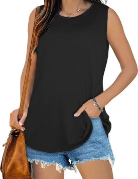 Womens Tank Tops Summer T Shirts Sleeveless Casual Loose Tunic Blouses