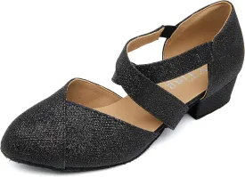 YYTing Women Swing Latin Ballroom Dance Shoes (Closed Toe, Suede Sole, Elastic Closure) 1.5 inch Heel YT26