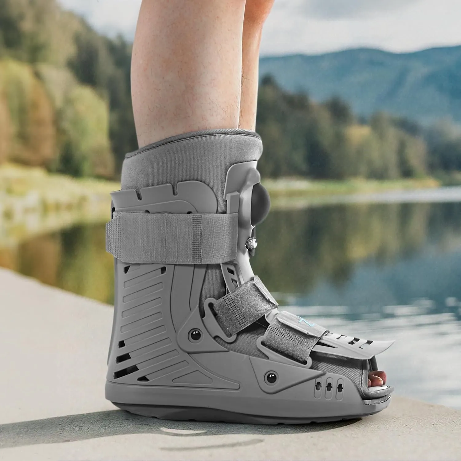 Z1 A12 Short Air Walker Ankle Fracture Boot - Orthopedic Walking Boot for Sprained Ankle - Support for Broken Foot & Stress Fracture Recovery Fits Left & Right Foot Men & Women (XL)